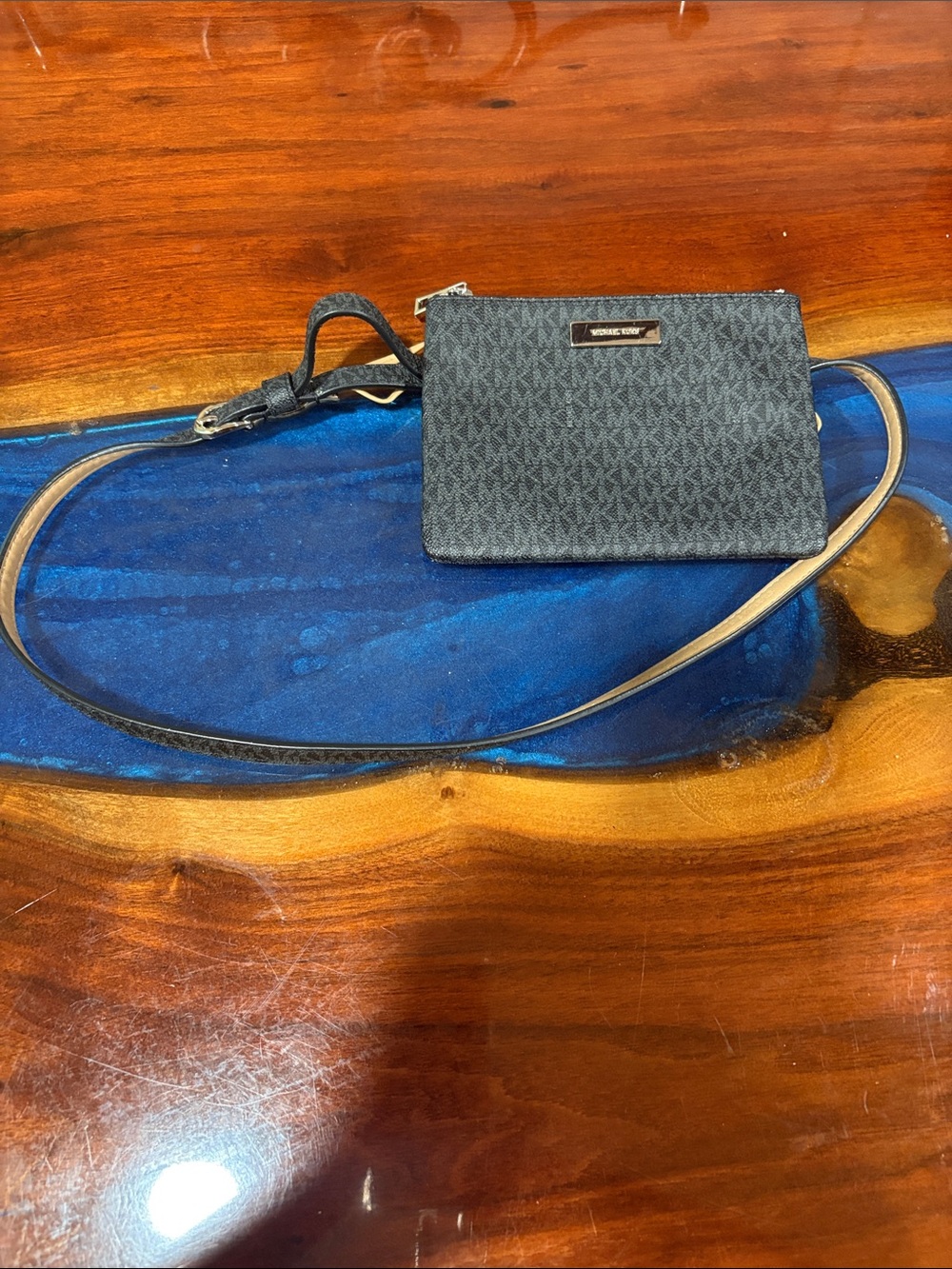 Michael Kors Black Logo Crossbody Wristlet with Slim Strap